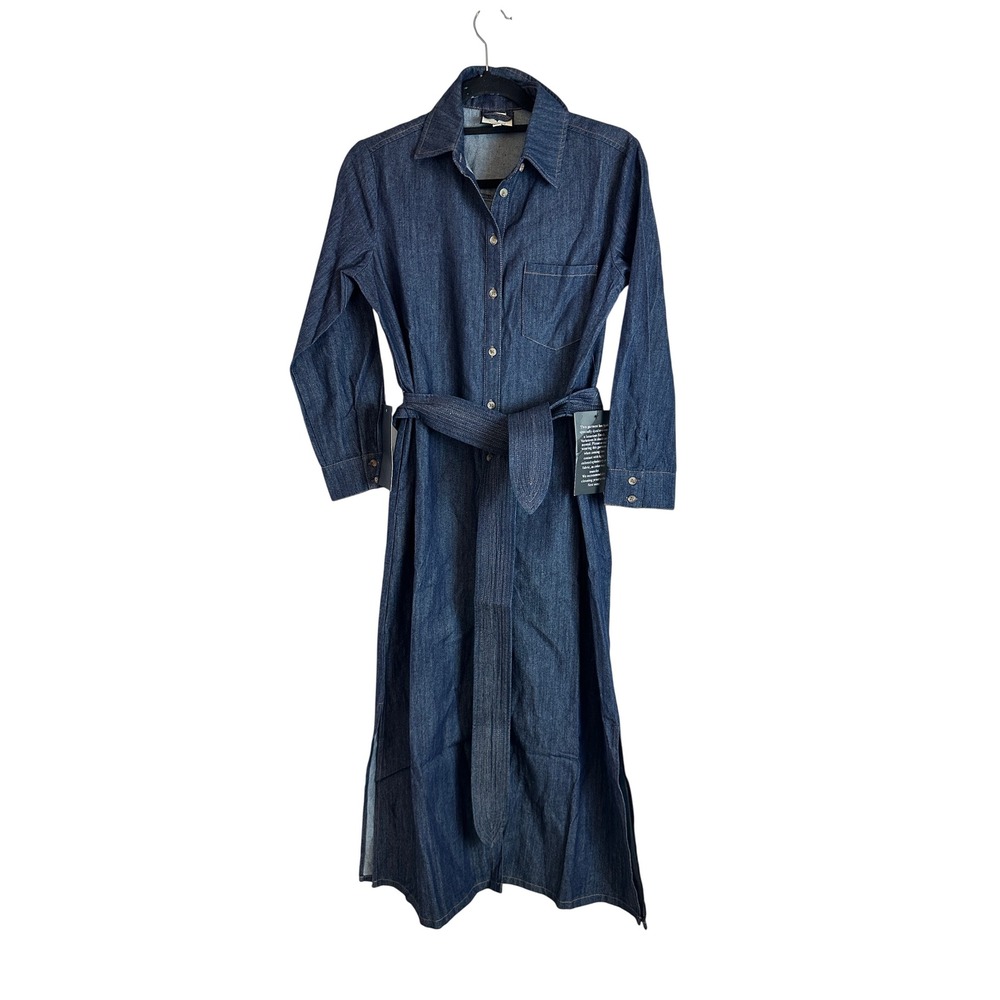 Tuckernuck Denim Maxi Shirt Dress Womens XS Blue Excelle NWT - Picture 3 of 8